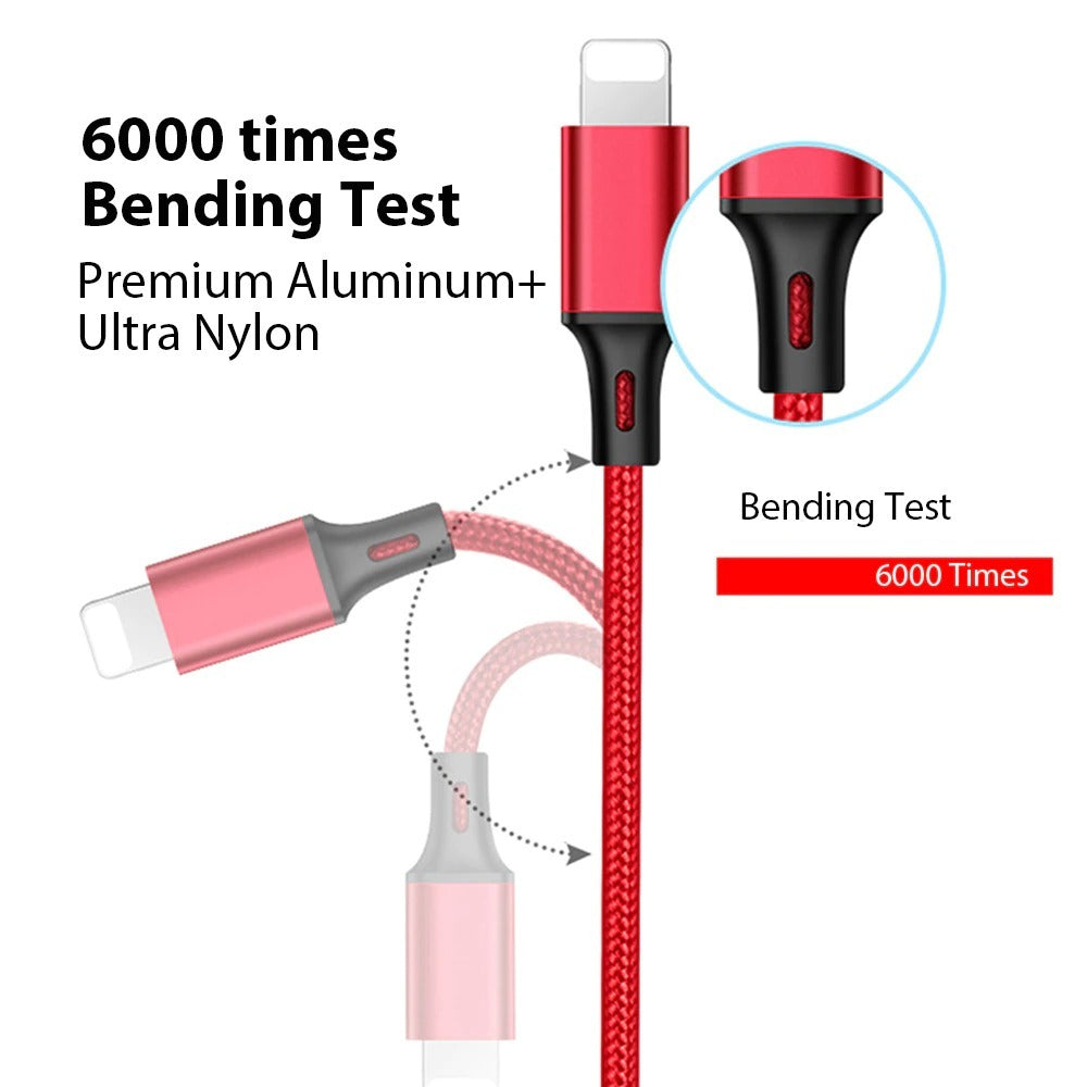 3-in-1 Multi-Device USB Charging Cable - Compatible with iPhone, Android, and USB Type-C Devices