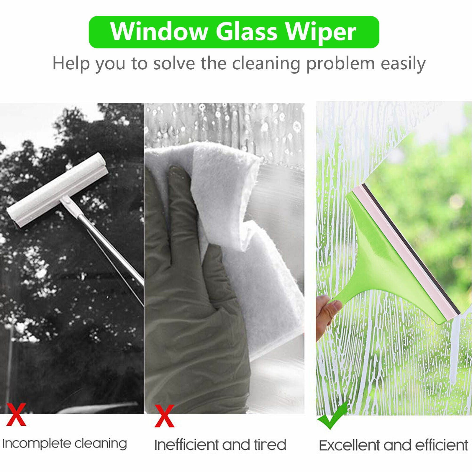 3-in-1 Glass Window Cleaner Squeegee