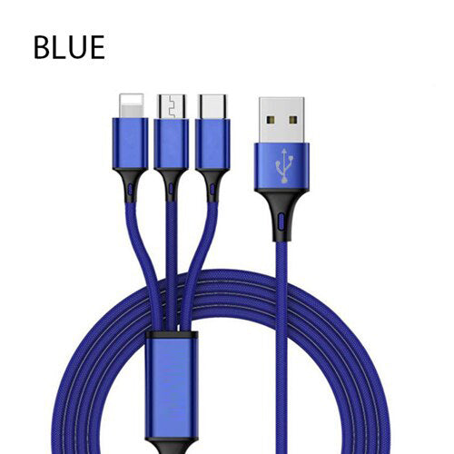 3-in-1 Multi-Device USB Charging Cable - Compatible with iPhone, Android, and USB Type-C Devices