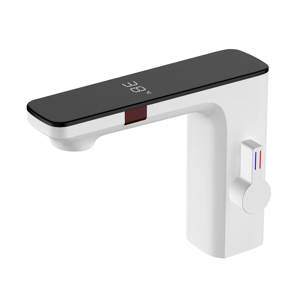 Chrome Digital Smart Sensor Basin Faucet Hot Cold Water Mixer Tap